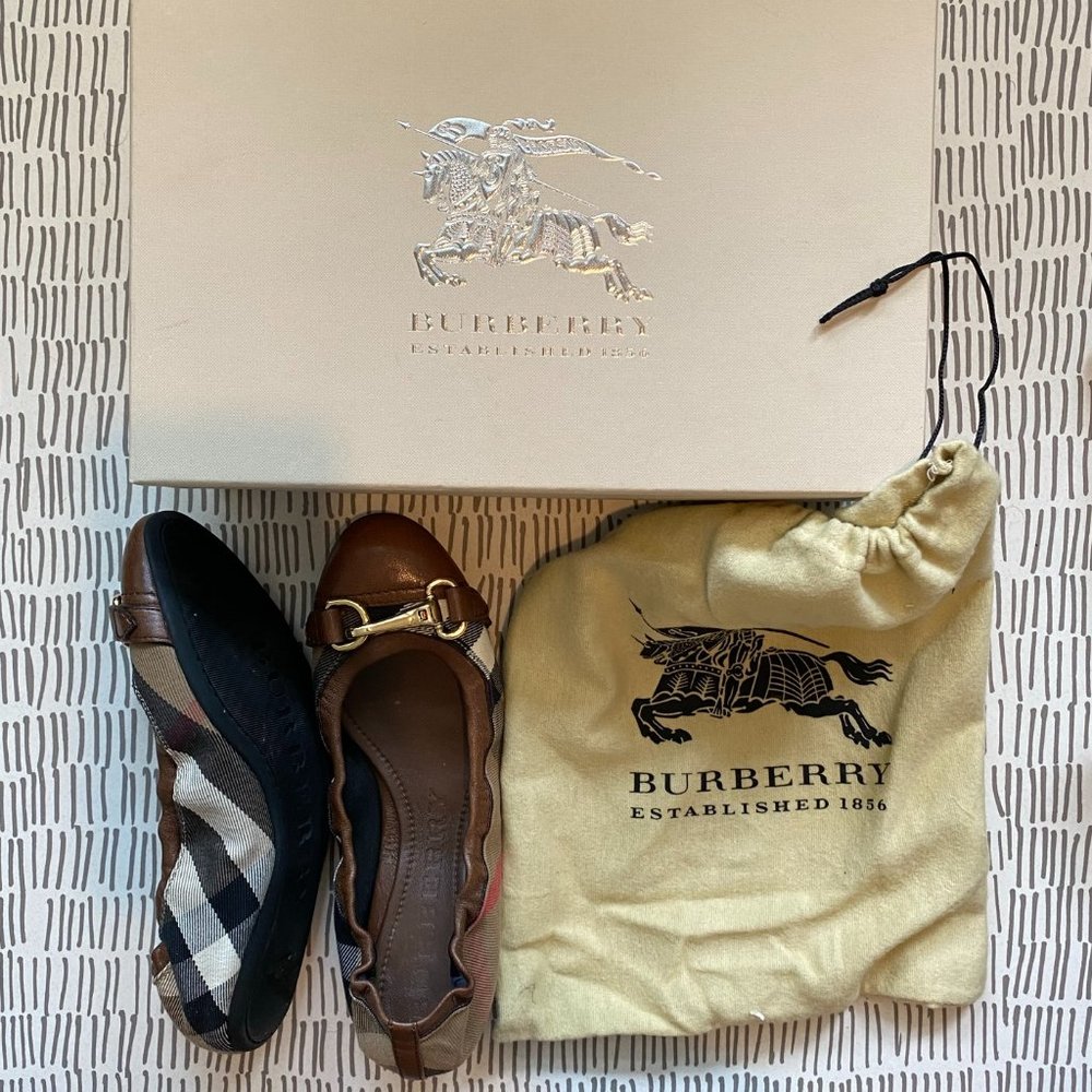 BURBERRY Check Pattern Ballet Flats - Picture 7 of 9